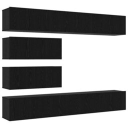 Berkfield 10 Piece Tv Cabinet Set - Wall-Mounted Black Oak Engineered Wood - thumbnail 2