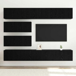 Berkfield 10 Piece Tv Cabinet Set - Wall-Mounted Black Oak Engineered Wood - thumbnail 4