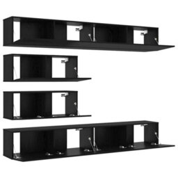 Berkfield 10 Piece Tv Cabinet Set - Wall-Mounted Black Oak Engineered Wood - thumbnail 5