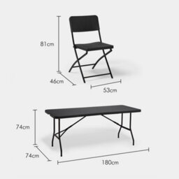 Vonhaus Garden Dining Set, Grey 6 Person Rattan Effect Folding Table And Chairs, 6 Seater Dining Set For Patio Decking Balcony - thumbnail 5