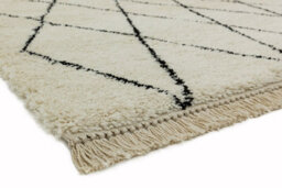 Cream Shaggy Kilim Luxurious Modern Moroccan Easy To Clean Geometric Rug For Diningroom-120Cm X 170Cm - thumbnail 2