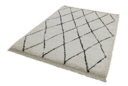 Cream Shaggy Kilim Luxurious Modern Moroccan Easy To Clean Geometric Rug For Diningroom-120Cm X 170Cm - thumbnail 3