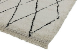 Cream Shaggy Kilim Luxurious Modern Moroccan Easy To Clean Geometric Rug For Diningroom-120Cm X 170Cm - thumbnail 4