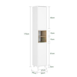 Sobuy Bzr147-W, Bathroom Tall Cabinet Tall Cupboard Bathroom Storage Cabinet,white,w30Xd30Xh170 - thumbnail 3