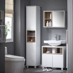 Sobuy Bzr147-W, Bathroom Tall Cabinet Tall Cupboard Bathroom Storage Cabinet,white,w30Xd30Xh170 - thumbnail 2