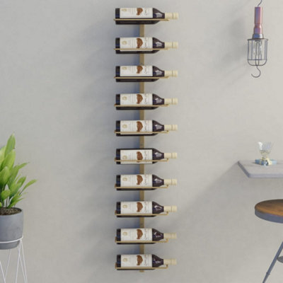 Walplus Wall-Mounted Wine Rack For 10 Bottles Gold Metal - image 1