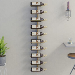 Walplus Wall-Mounted Wine Rack For 10 Bottles Gold Metal - thumbnail 1