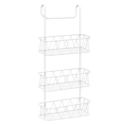 White Caddy 3 Tier Screen Shower Caddy Bathroom Storage Organiser Hanging Tidy Rack Basket - image 1