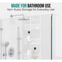 White Caddy 3 Tier Screen Shower Caddy Bathroom Storage Organiser Hanging Tidy Rack Basket - thumbnail 4