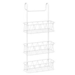 White Caddy 3 Tier Screen Shower Caddy Bathroom Storage Organiser Hanging Tidy Rack Basket - thumbnail 1