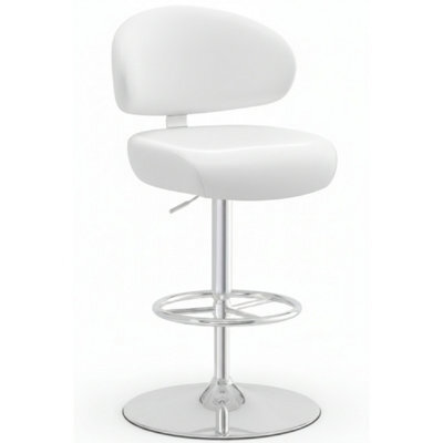 Jamaica Height Adjustable Bar Stool White Pvc Padded Seat - image 1
