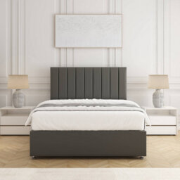 Bsspoke Aria Divan Bed Set In Grey Plush Velvet 24Inch Headboard 2Drawers Same Side & No Mattress In Double King 3Ft 4Ft 6Ft - thumbnail 3