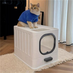 Bingopaw Large Cat Litter Box Open Top Cat Litter Tray,with Scoop,travel Carrier Camping
