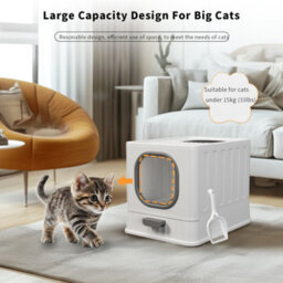 Bingopaw Large Cat Litter Box Open Top Cat Litter Tray,with Scoop,travel Carrier Camping - thumbnail 8