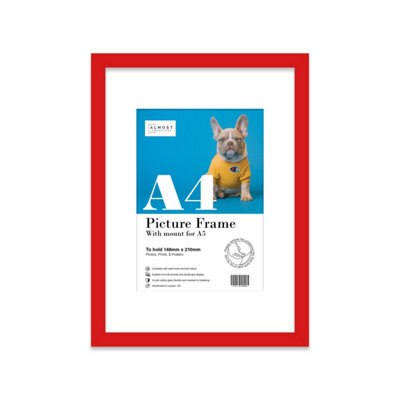A4 Red Picture Frame With Mount For A5 (14.8 X 21Cm - 5.8 X 8.3In) Poster, Photo, Artwork, Or Print. - image 1