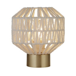 CGC Lighting Cgc Woven White Woven Table Lamp With Gold Base - thumbnail 1