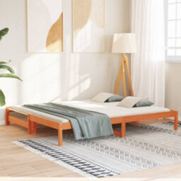 Walplus Day Bed With Trundle Without Mattress Wax Brown 90X190 Cm Single - thumbnail 4