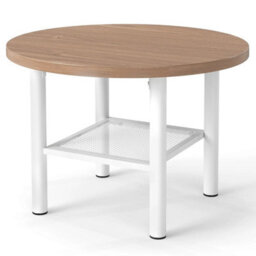 Modern Circular Coffee Table With Under Shelf And White Metal Legs Farmhouse - thumbnail 6