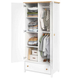 Arte Charming Hinged Door Wardrobe With Drawer, Shelves And Hanging Rail (H)1860mm (W)850mm (D)520mm - Children's Clothing Organiser - thumbnail 2