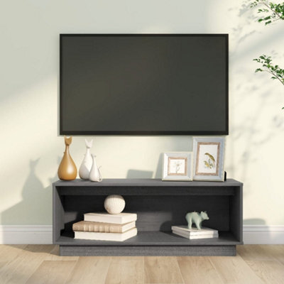 Berkfield Tv Cabinet Grey 90X35X35 Cm Solid Wood Pine - image 1