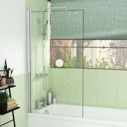 Royal Bathrooms Breeze 1800 X 800mm Acrylic Single Ended Round Edged White Straight Bath With Chrome Wall Profile Screen & Front Panel - thumbnail 4