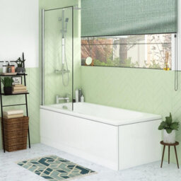 Royal Bathrooms Breeze 1800 X 800mm Acrylic Single Ended Round Edged White Straight Bath With Chrome Wall Profile Screen & Front Panel - thumbnail 3