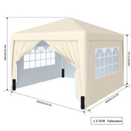 Sundaze Garden Pop Up Gazebo Party Tent Camping Marquee Canopy With 4 Sidewalls Carrying Bag Beige 3X3M - thumbnail 2