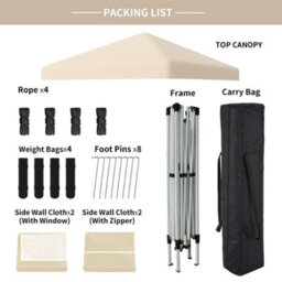 Sundaze Garden Pop Up Gazebo Party Tent Camping Marquee Canopy With 4 Sidewalls Carrying Bag Beige 3X3M - thumbnail 6