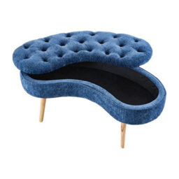 Blue Storage Bench Removable Lid Storage Ottoman Bed End Stool Window Seat - thumbnail 3
