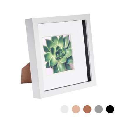 "Nicola Spring 8 X 8"" Photo Frame - White/white Mount - 3D Photo Frame Picture Frame Box Portrait Display Case (22.5 X 22.5Cm)" - image 1