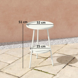 White 2-Tier Round Metal Outdoor Side Table - thumbnail 2