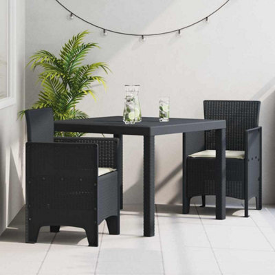 Berkfield Garden Dining Set 3 Pcs Anthracite Polt Rattan - image 1