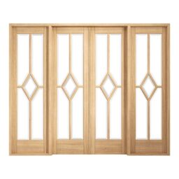Lpd Clear Glazed Modern Light Brown White Oak Veneer Internal Oak & Particle Board Door, (H)2031mm (W)2478mm (T)35mm - thumbnail 2