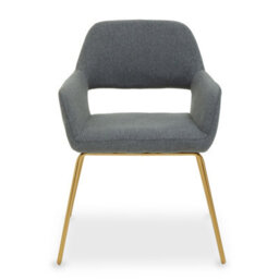 Orsina Grey Dining Chair, High Quality Kitchen Chair, Back & Arm Support Fabric Chair, Easy To Clean Armchair