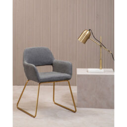 Orsina Grey Dining Chair, High Quality Kitchen Chair, Back & Arm Support Fabric Chair, Easy To Clean Armchair - thumbnail 5
