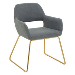 Orsina Grey Dining Chair, High Quality Kitchen Chair, Back & Arm Support Fabric Chair, Easy To Clean Armchair - thumbnail 2