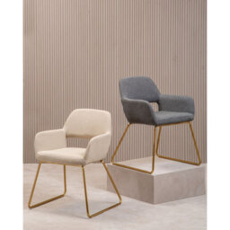 Orsina Grey Dining Chair, High Quality Kitchen Chair, Back & Arm Support Fabric Chair, Easy To Clean Armchair - thumbnail 6