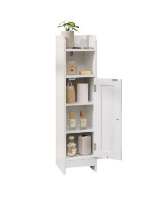 Modcraft Slim White Bathroom Floor Storage Cabinet And Narrow Freestanding Unit With Door & Adjustable Shelve - image 1