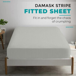 Oxford Homeware Silver Satin Stripe Fitted Sheet 40Cm Extra Deep Pocket Easy Care Bedding Sheet (W)137Cmx(L)191Cm (Double) - thumbnail 5