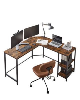Modcraft Rustic Brown L-Shaped Computer Desk With Storage Shelves 138X138 Cm - image 1