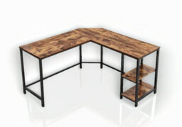 Modcraft Rustic Brown L-Shaped Computer Desk With Storage Shelves 138X138 Cm - thumbnail 7