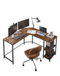 Modcraft Rustic Brown L-Shaped Computer Desk With Storage Shelves 138X138 Cm - thumbnail 1