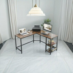 Modcraft Rustic Brown L-Shaped Computer Desk With Storage Shelves 138X138 Cm - thumbnail 6