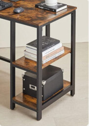 Modcraft Rustic Brown L-Shaped Computer Desk With Storage Shelves 138X138 Cm - thumbnail 3