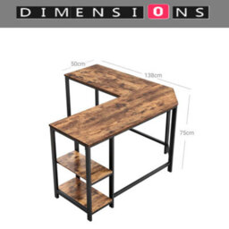 Modcraft Rustic Brown L-Shaped Computer Desk With Storage Shelves 138X138 Cm - thumbnail 4