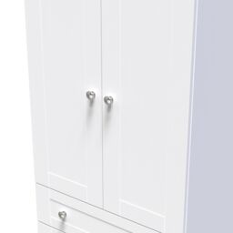 Santander Ready Assembled Traditional Matt White & Oak 2 Drawer Tall Double Wardrobe (H)1970mm (W)770mm (D)530mm - thumbnail 3