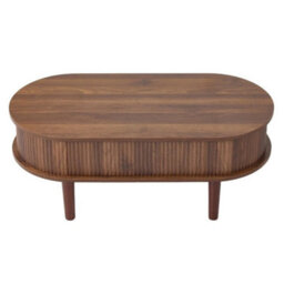 Walnut Lift Top Coffee Table Oval Wooden Center Table With 3 Compartment Hidden Storage - thumbnail 5