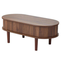 Walnut Lift Top Coffee Table Oval Wooden Center Table With 3 Compartment Hidden Storage - thumbnail 3