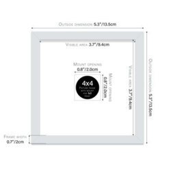 "4X4"" Light Grey Picture Frame - 4X4"" Square Frame With 1X1"" Mount For 4X4""/1X1"" Pictures Art Deco Style Gallery Wall, 1 Pack" - thumbnail 2