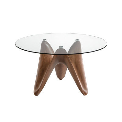 Angel Cerda Elegant Round Tempered Glass And Walnut Dining Table For Modern Homes - image 1